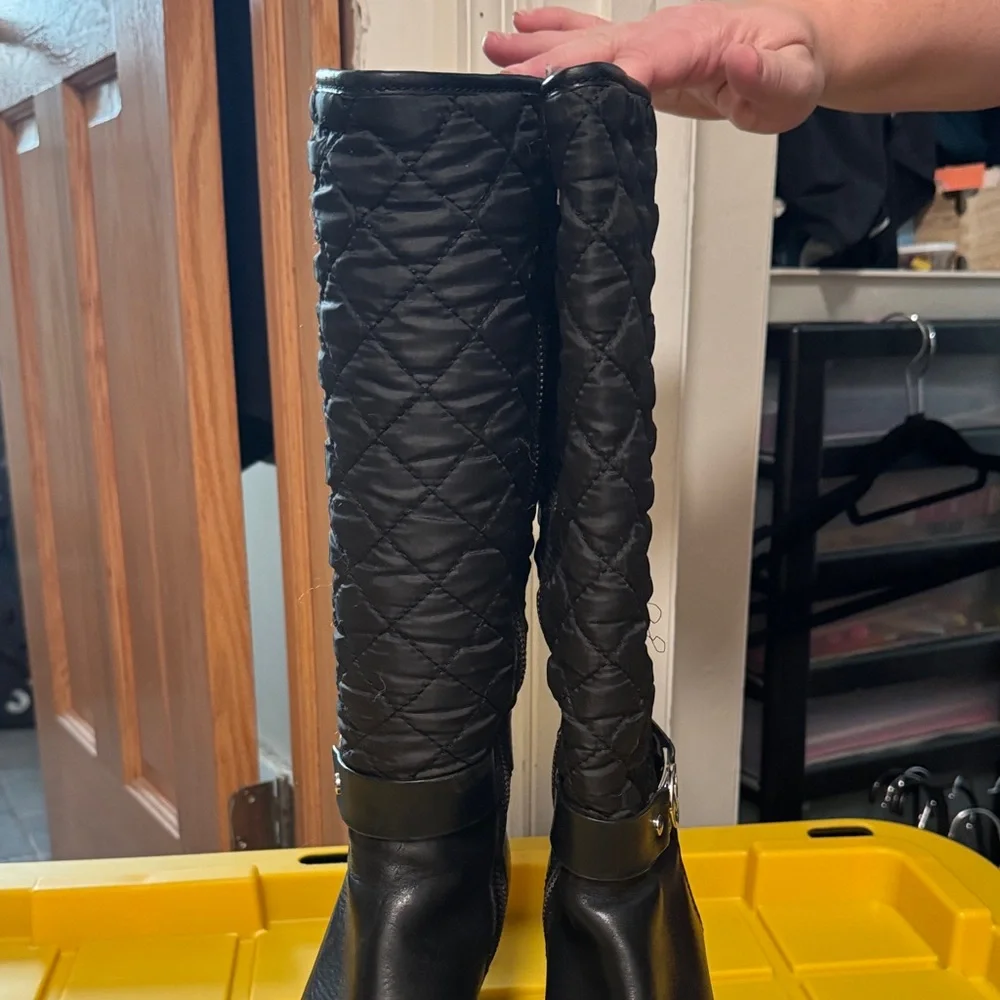Michael Kors Black Quilted Wedge Boots